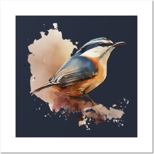 Nuthatch Bird On A Tree Branch 4.0 Posters and Art